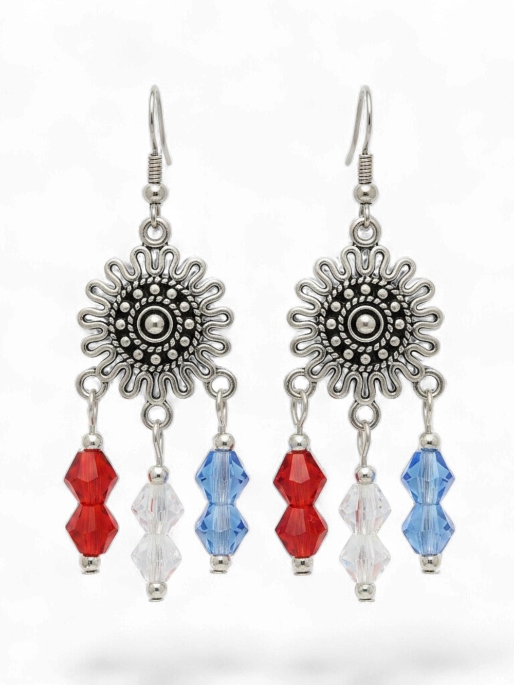 Patriot Earrings with Red and Blue Crystals